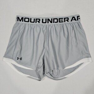 Under Armour Womens Small Gray White Shorts Play‎ Up 2.0 Running Athletic Loose
